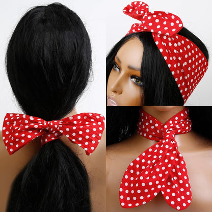 Red and White Polka Dot Bandana Headband Vintage Wire Hairband with Bow Wide Headbands Retro 50s Hair Accessories for Women Girls - Image 4