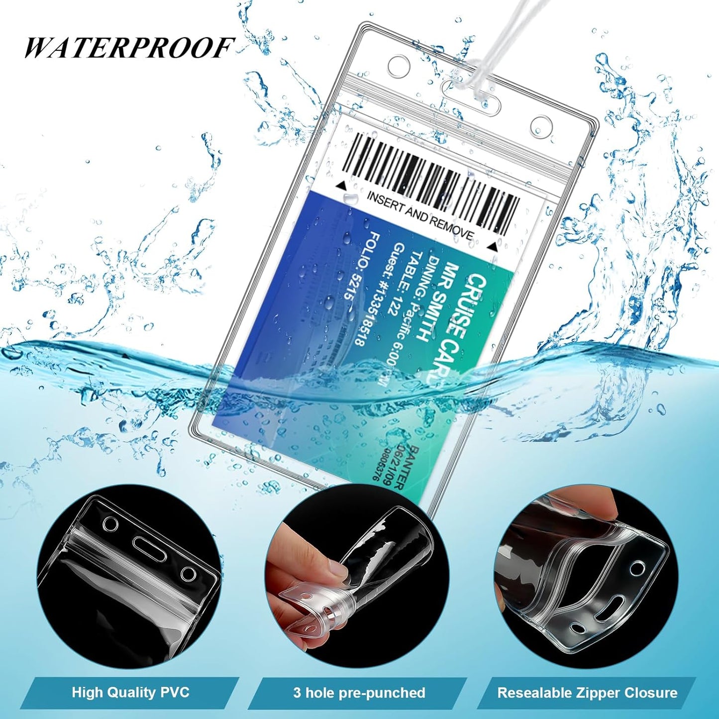 100 Pack Clear Plastic Luggage Bag Tag Holder Badge Label Tag Holder with 100 Pack Luggage Loops Straps for Office Business Travel Supplies - Image 4
