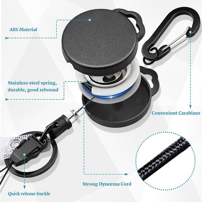 2 Pack Retractable Keychain Heavy Duty Retractable Badge Reel Carabiner with 30” Retractable Cord, Black - Image 3