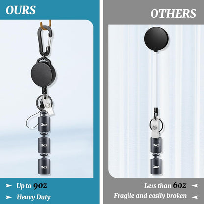 2 Pack Retractable Keychain Heavy Duty Retractable Badge Reel Carabiner with 30” Retractable Cord, Black - Image 4