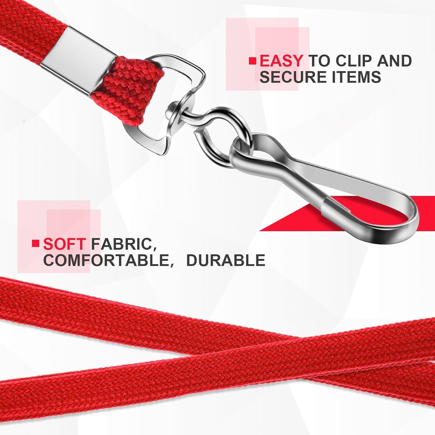 100 Pack Badge Lanyards with ID Card Holders Red Lanyards with Vertical Waterproof ID Badge Holder for Office, School, Travel (Red) - Image 3