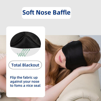 Sleep Mask 2 Straps, Mulberry Silk, Twin Thin Elastic Bands Stay Put All Night, Smooth Eye Mask Two Adjustable Head Strings and Nose Baffle - Image 3