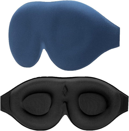 2 Pack 100% Blackout Sleep Masks Most Comfortable Contoured Eye Cups and Nose Covering for Women Men, 3D Pillow Eye Masks 0 Pressure on Eyelids & Eyelashes(Black&Navy) - Image 2
