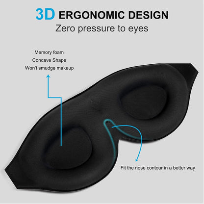 2 Pack 100% Blackout Sleep Masks Most Comfortable Contoured Eye Cups and Nose Covering for Women Men, 3D Pillow Eye Masks 0 Pressure on Eyelids & Eyelashes(Black&Navy) - Image 3