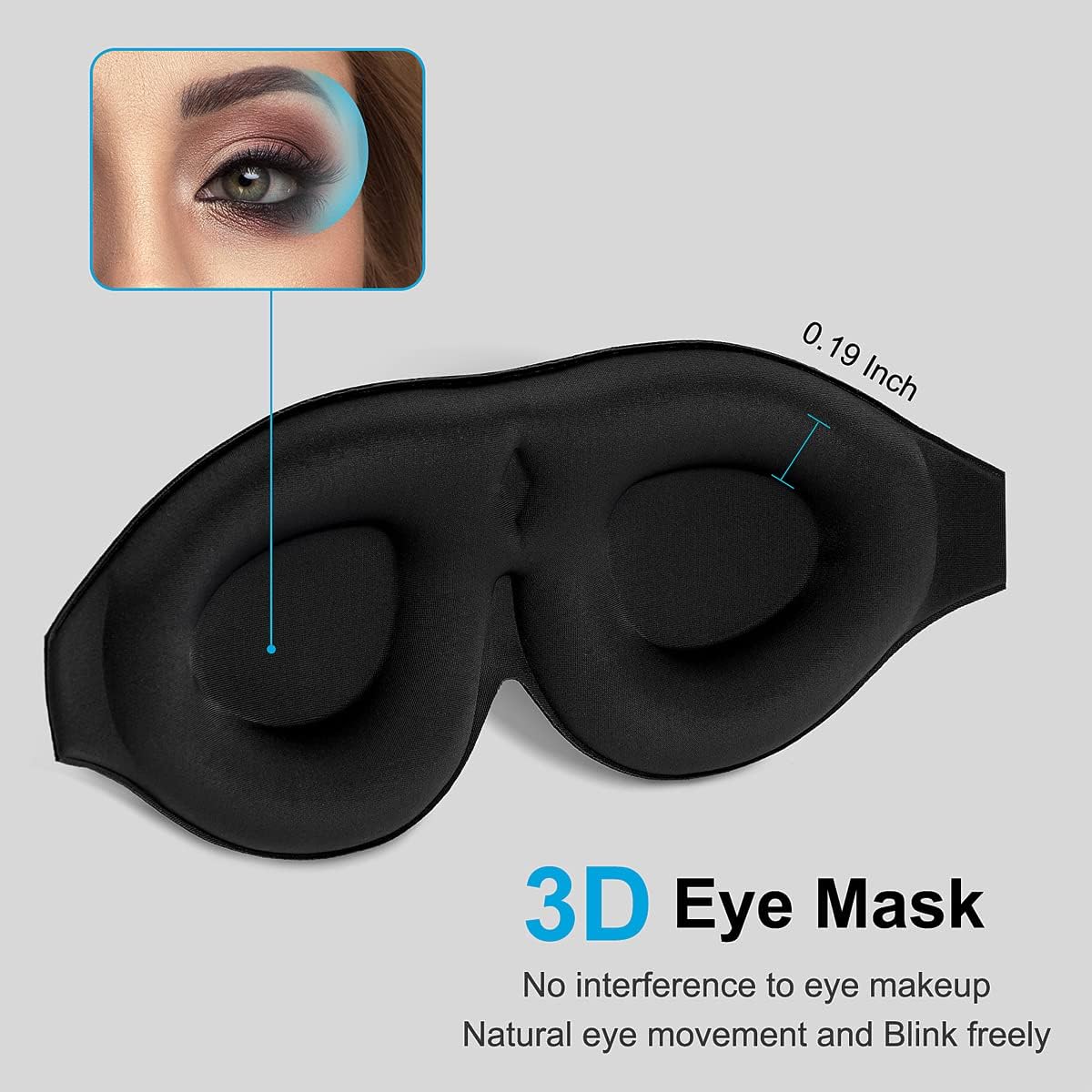 2 Pack 100% Blackout Sleep Masks Most Comfortable Contoured Eye Cups and Nose Covering for Women Men, 3D Pillow Eye Masks 0 Pressure on Eyelids & Eyelashes(Black&Navy) - Image 4