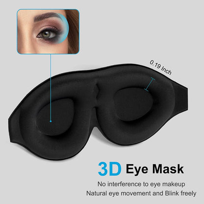 2 Pack 100% Blackout Sleep Masks Most Comfortable Contoured Eye Cups and Nose Covering for Women Men, 3D Pillow Eye Masks 0 Pressure on Eyelids & Eyelashes(Black&Navy) - Image 4