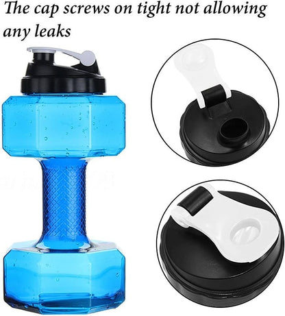 75 Oz (2.2 L) Dumbbell Shaped Water Bottle | Big Capacity | BPA Free | Flip Top Leak Proof lid | Blue - Image 4