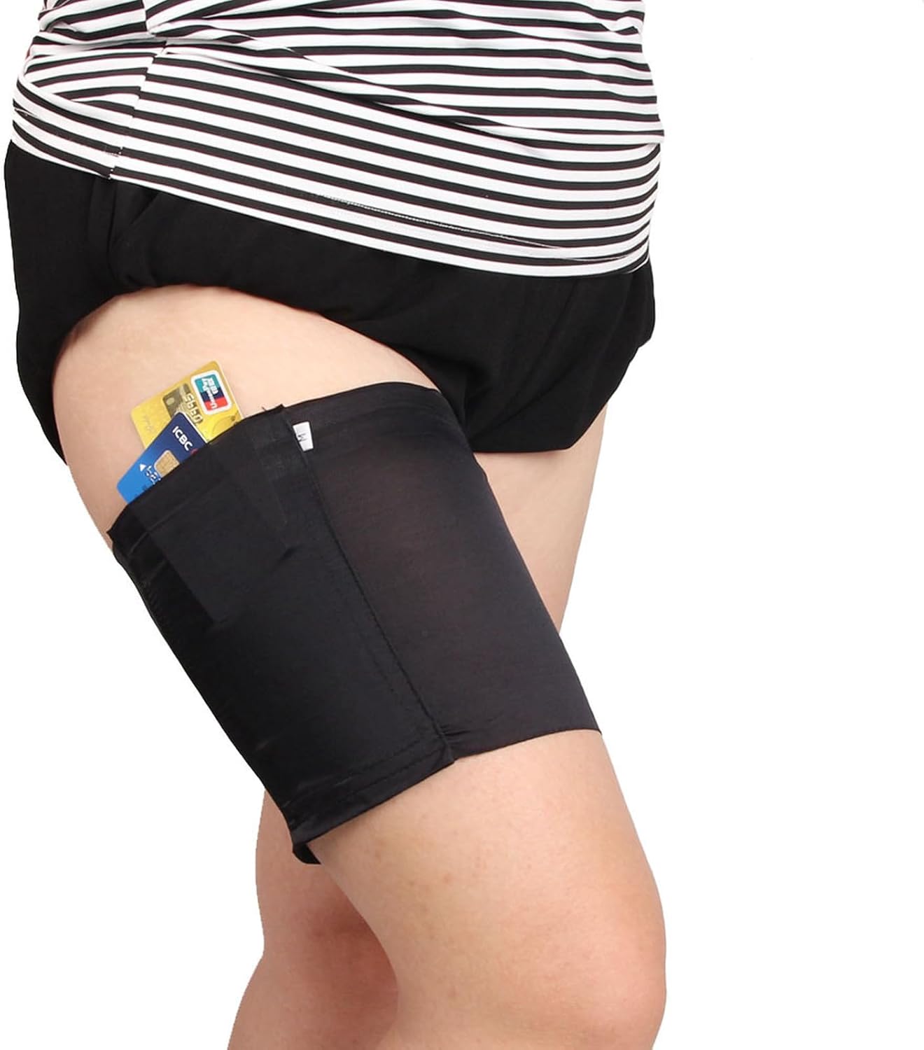 Thigh Sock Strap,Anti-Slip Phone and Credit Card Holder - Thicken Women Thigh Garter Purse for Phone Security - Image 2