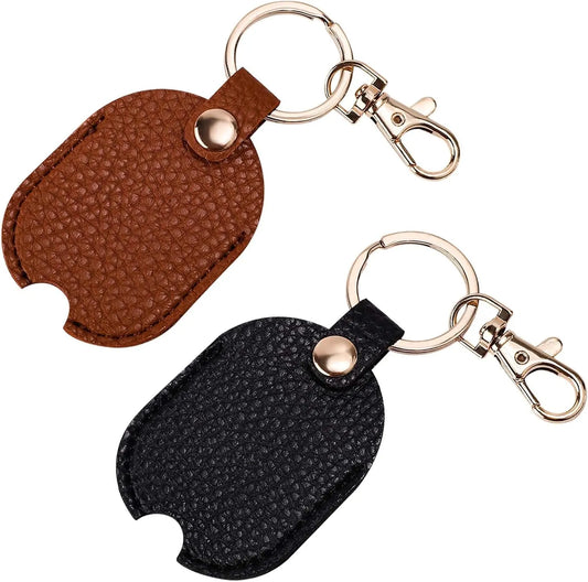 2pcs Leather Car Key Sleeve for Broken Car Key, Vintage Broken Car Key Loop Holder Replacement Pu Leather Keychain Protector with Iron Key Ring Auto Key Cover for Men and Women