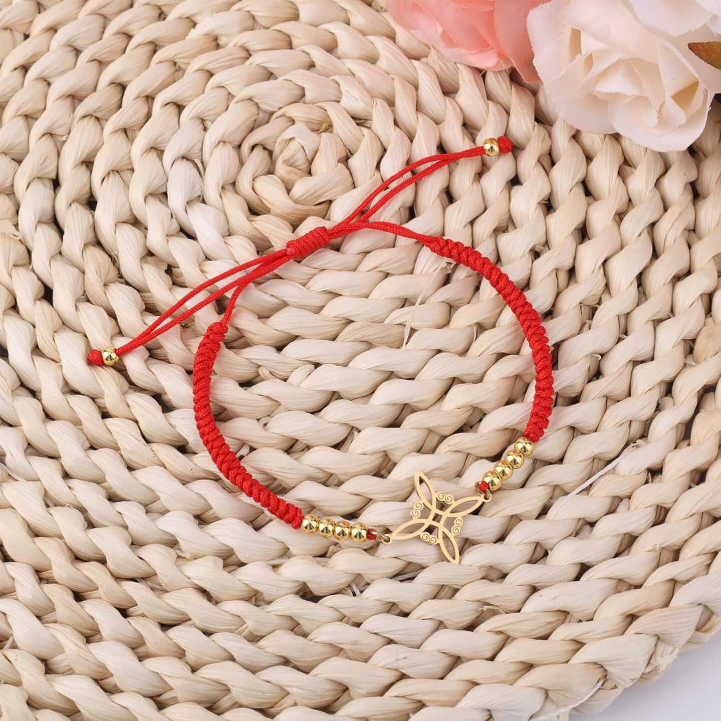 Witches Knot Bracelet, Adjustable Weave Wiccan Bracelet with Stainless Steel Magic Witchcraft Witch's Charm Knot Ideal Jewelry Gift For Woman & Man - Image 3