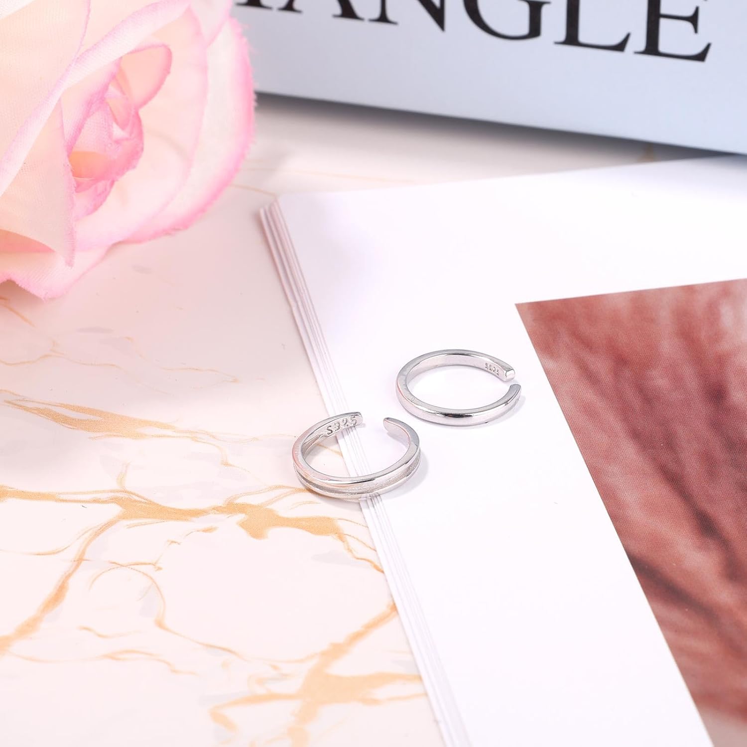 2pcs Sterling Silver Open Toe Rings, 2 Styles Adjustable Silver Toe Rings Simple Design Summer Beach Foot Jewelry Non Tarnish Foot Jewelry for Women - Image 3