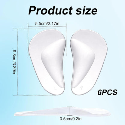 12pcs Arch Support Insoles, Transparent Gel Self-Adhesive Arch Support Shoe Inserts Soft Silicone Foot Arch Cushions Arch Comfort Pads for Women High Heels Sandals Flat Shoes - Image 2