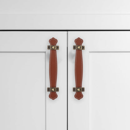 2pcs Vintage Replacement trunk handles leather cabinet handles drawer leather handle Luggage Handle Strap, Brown, Size 2, (632TO04N4SLG6O33FGRH8M) - Image 3
