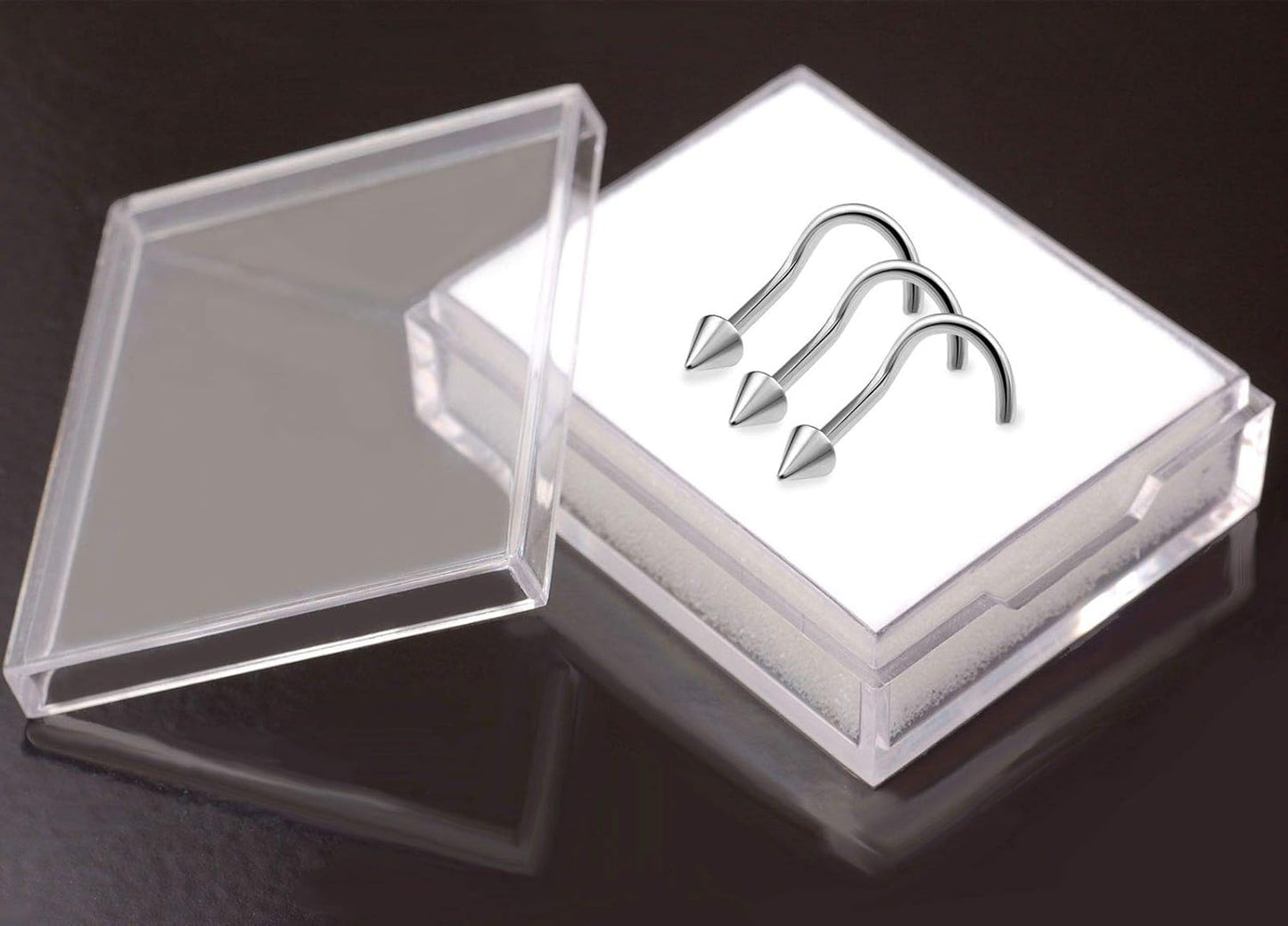 3pcs 20g 0.8mm Nose Screw Rings Nostril Stud Surgical Stainless Steel 2mm Cone Spike - Image 3