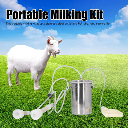 2L Goat Milking Machine, Large Capacity Manual Milking Machine Effort Saving Goat Milker Adjustable Pulsating Pump Stainless Steel Bottle Portable Milking Kit for Sheep, Cow, Goat - Image 2