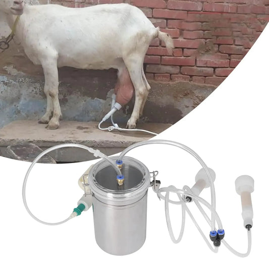 2L Goat Milking Machine, Large Capacity Manual Milking Machine Effort Saving Goat Milker Adjustable Pulsating Pump Stainless Steel Bottle Portable Milking Kit for Sheep, Cow, Goat - Image 4