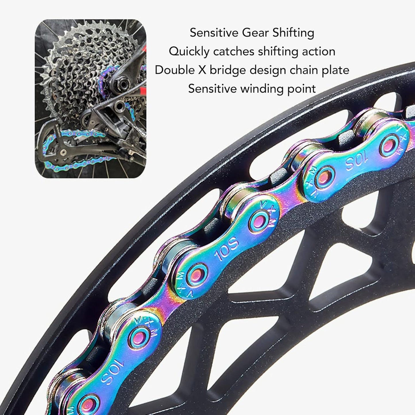 6 7 8 Speed Chain Rainbow Chain, 1/2 X 11/128 Inch 116 Links Lightweight Chain, Mountain Road Chain for Road with 2 Chain Connector - Image 2