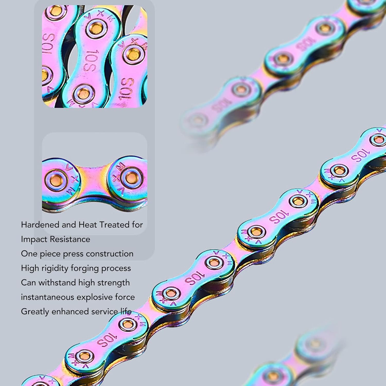 6 7 8 Speed Chain Rainbow Chain, 1/2 X 11/128 Inch 116 Links Lightweight Chain, Mountain Road Chain for Road with 2 Chain Connector - Image 3