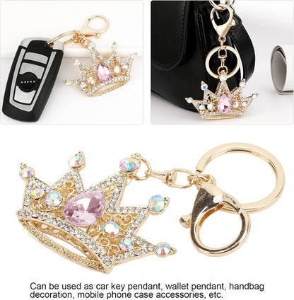 Crown Keychain, Gold 3D Sparkling Charm Rhinestones Crown Key Ring for Girls Women Car Keys Bag() Keychains - Image 2
