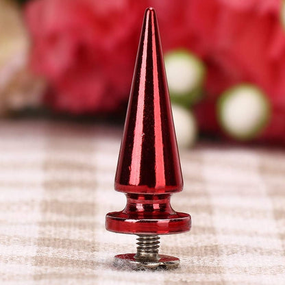 10Pcs 10x26MM Large Size Cone Spikes Punk Rivets Stud Screw Tree Shape Back Spikes for DIY Leather Shoes Jacket Craft Garment Bag(Red) - Image 4