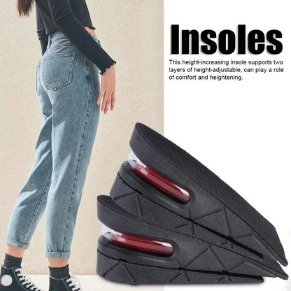 2in Height Increasing Insoles for Men Women, 2 Layer Adjustable Air Cushion Massage Shock Relief Comfortable Feet for Sports Shoes Boots (Black) - Image 4