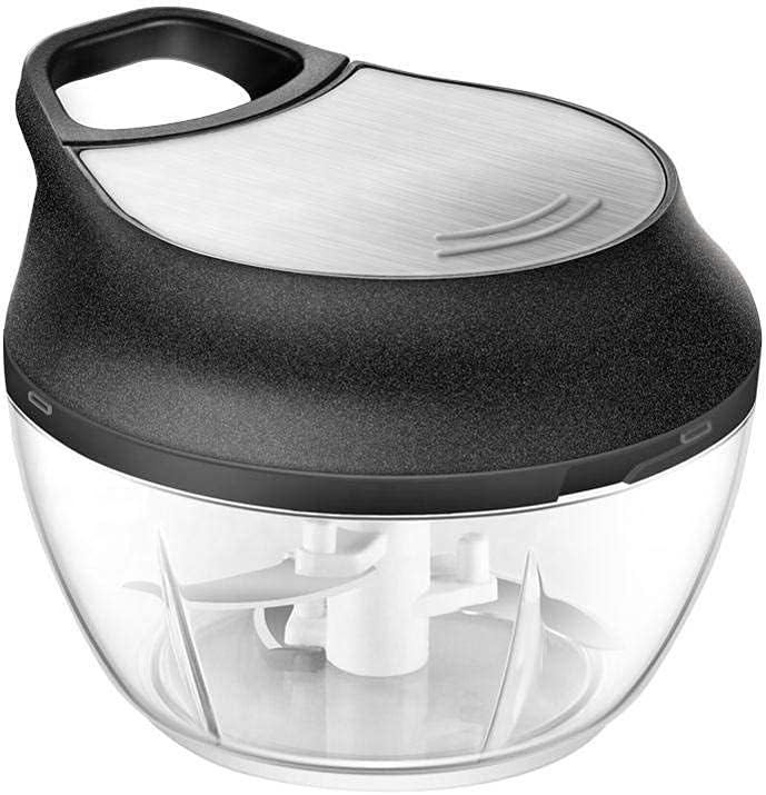Manual Food Chopper - Onion Chopper Vegetable Cutter - Mini Chopper Nut Meats - Vegetable Dicer - Hand Chopper - Chopper One Piece - Black - 3 Cup - Image 2