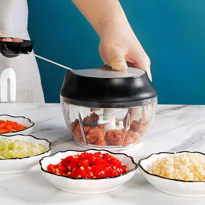 Manual Food Chopper - Onion Chopper Vegetable Cutter - Mini Chopper Nut Meats - Vegetable Dicer - Hand Chopper - Chopper One Piece - Black - 3 Cup - Image 4
