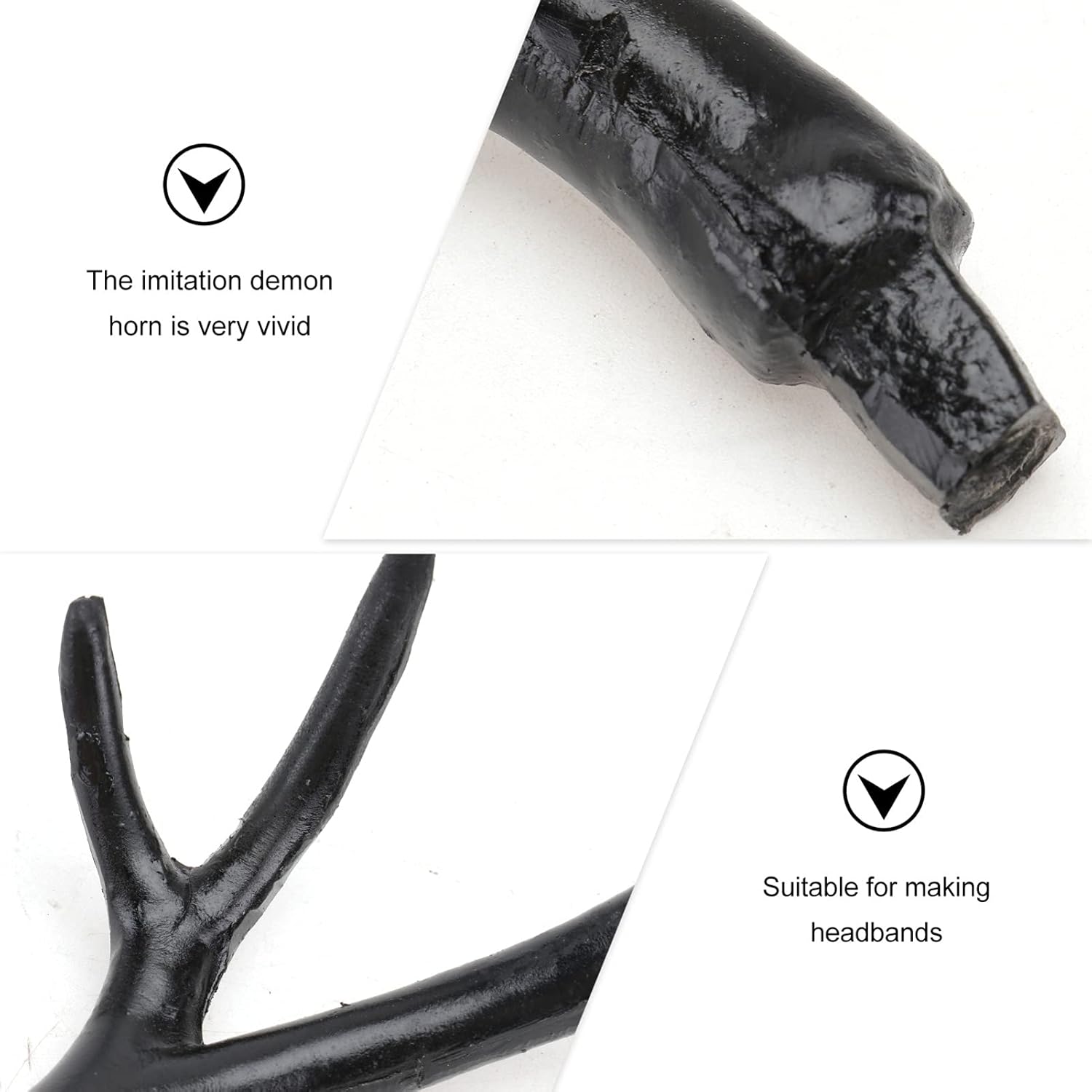 1 Pair Halloween Dress up Xmas Orments Deer Antlers for Crafts Orment Crafts Imitation Deer Horn DIY Hair Hoop Halloween Costume Deer Horn Hand Decor Branch Christmas Plastic - Image 3