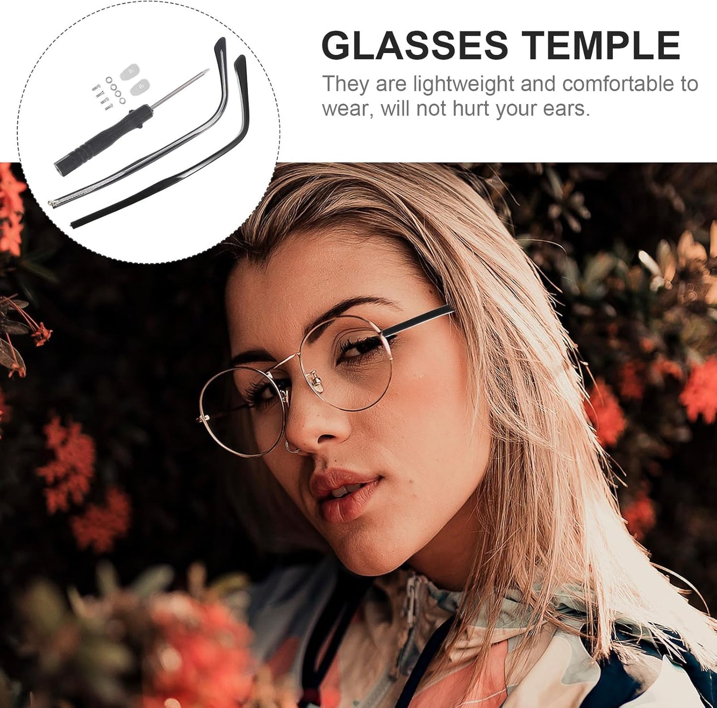1 Pair Metal Glasses Replacement Temple, Eyeglass Arms Legs Replacement, Glasses Repair Kit Universal Glasses Arm Replacement Legs for Glasses, Sunglasses, Black - Image 3