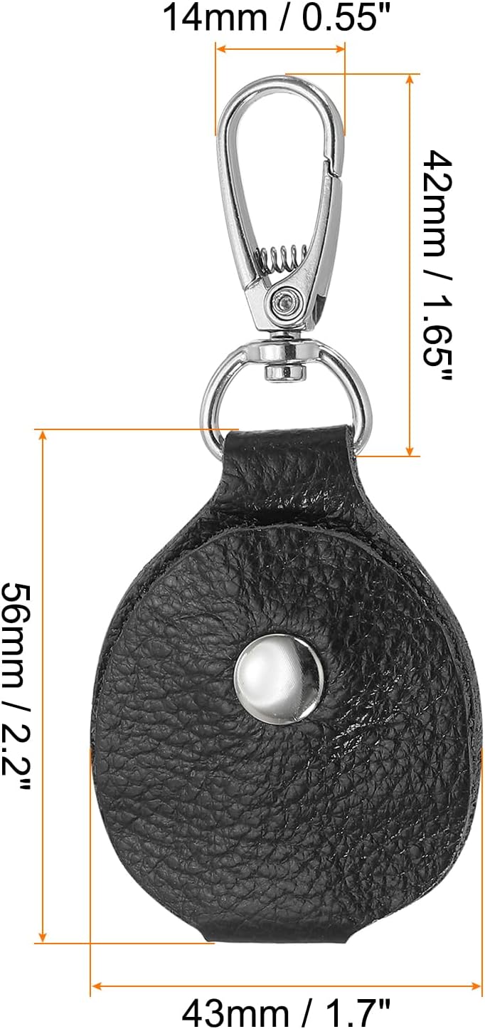 Leather Key Fob, Genuine Leather Keys Cover Portable Key Fob Air Tag Holder for Office Car Keys ID Key Cards - Image 2