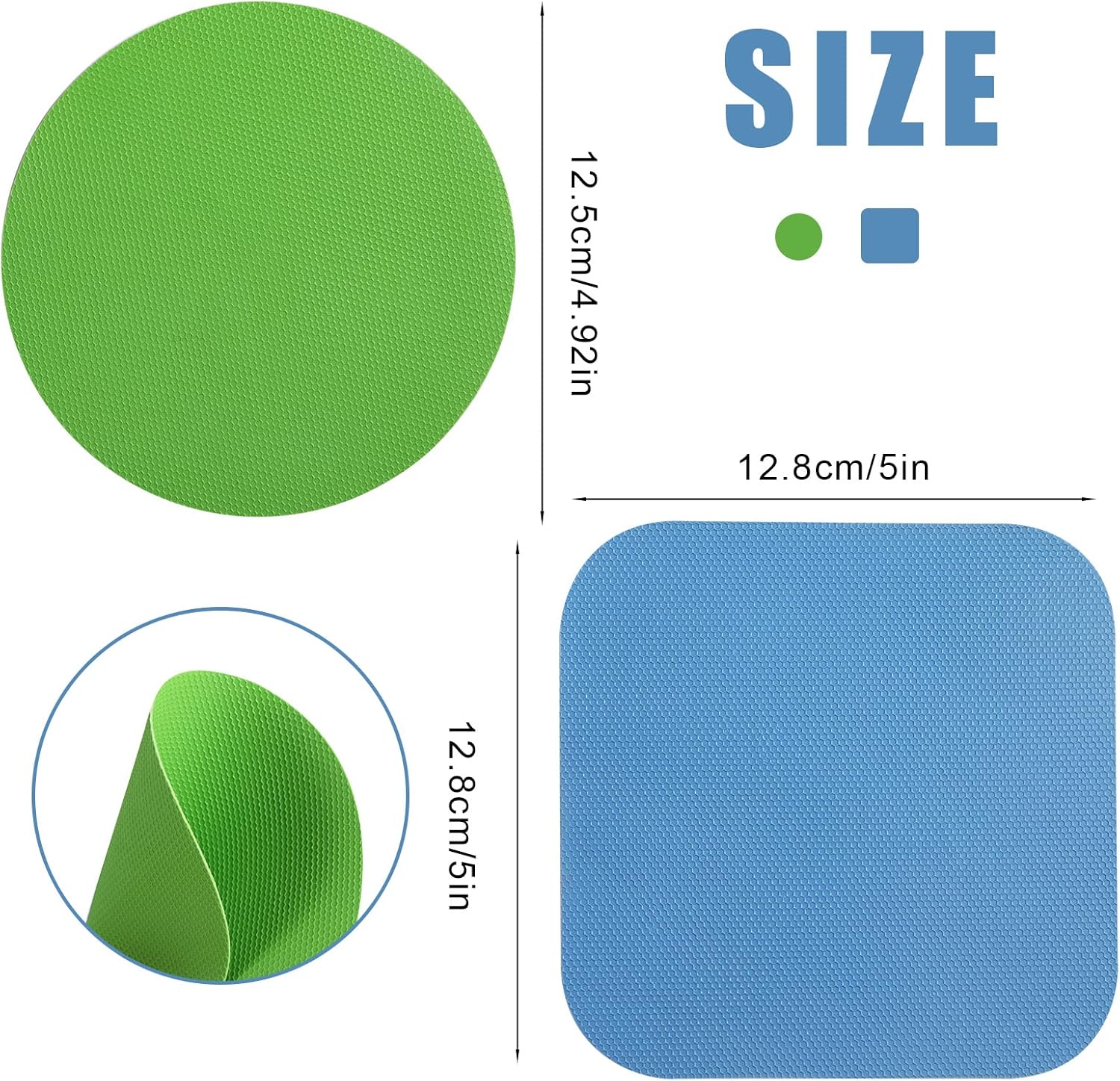 4pcs Jar Opener, Rubber, Multi-function Silicone Bottle Opener for Seniors with Arthritis Weak Hands Lid Cap Gripper Pads Kitchen Coasters Gadgets(Light Blue, Green) - Image 2