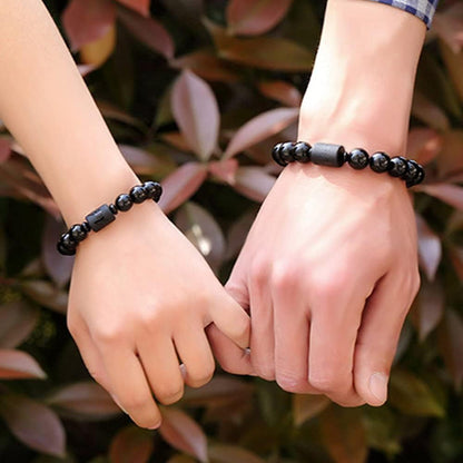 Natural Obsidian Stone Bead Bracelet Couple Men 10mm and Women 8mm Dragon and Phoenix Totem Jewelry (Phoenix) - Image 4