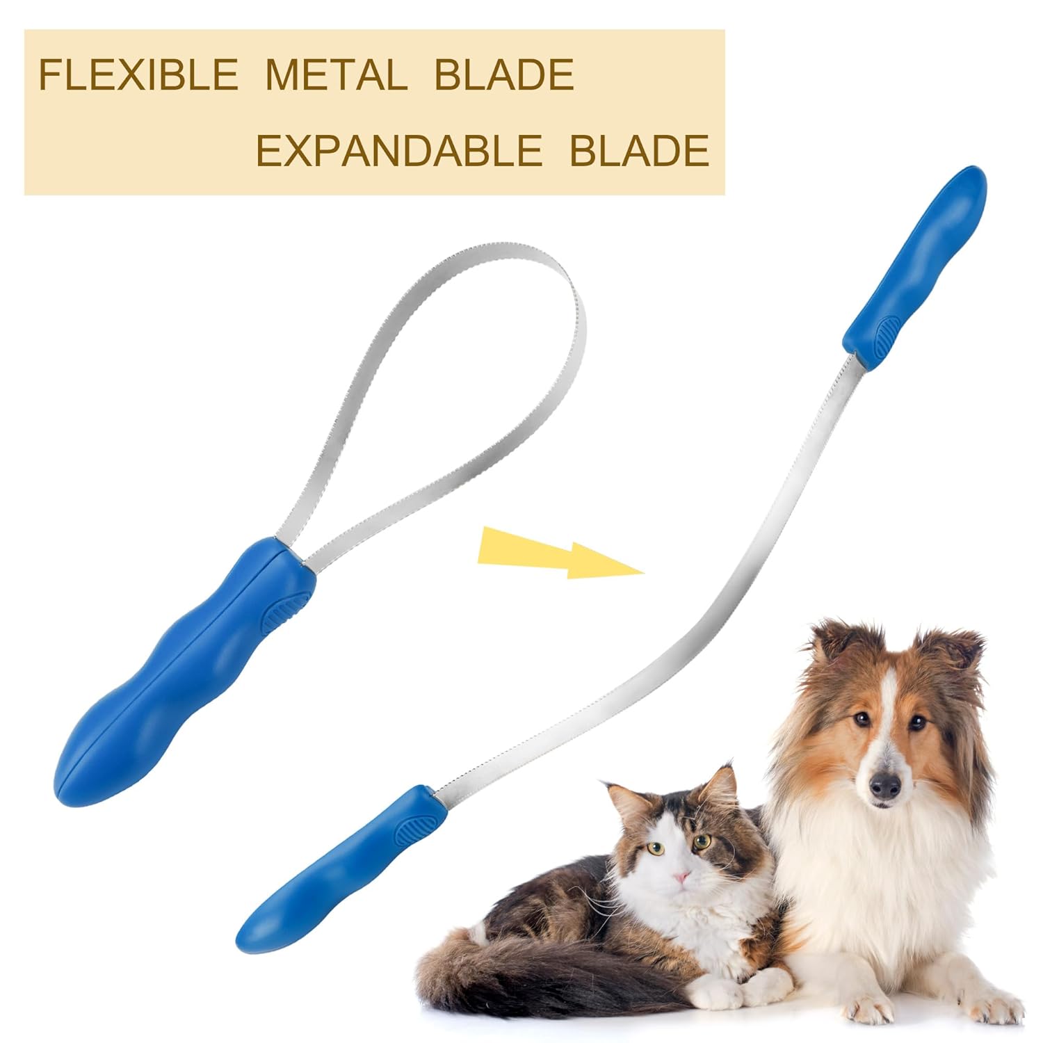 Dual-Sided Shedding Blade Dogs Hair Brush - Stainless Steel Grooming Horse Tool with No-slip Grip - Fine Teeth for Long, Short - Image 3