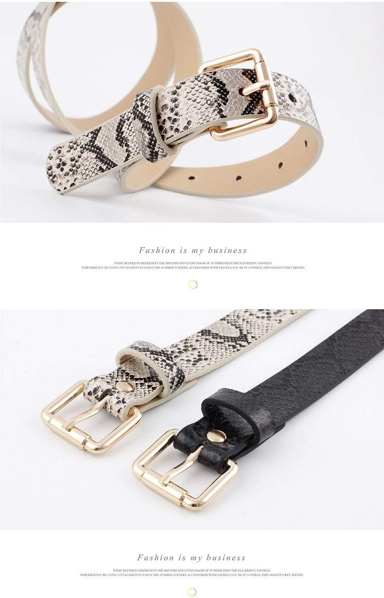 Women Fashion Snakeskin Print PU Leather Dress & Jeans Waist Belt for Girls and Ladies Gold Color Pin Buckle - Image 3