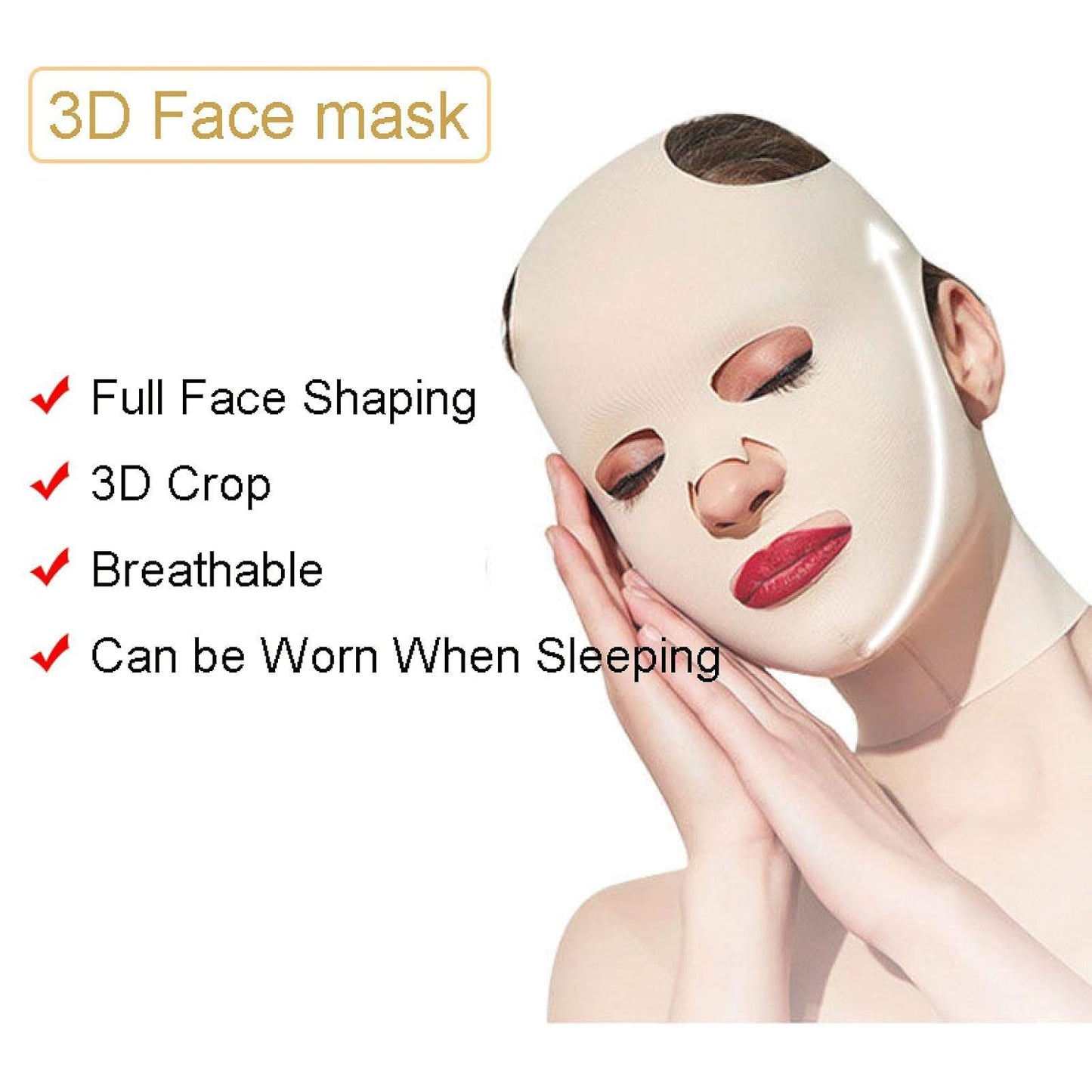 3D Reusable Breathable Beauty Women Anti Wrinkle Slimming Bandage V Shaper Full Face Lift Sleeping Mask - Image 3