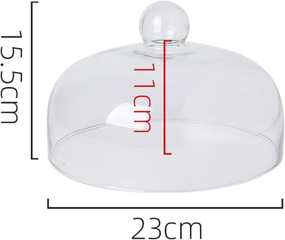 9 Inch Clear Glass Cake Dome, Home Kitchen Food Cover Pastry Display Stand Cheese Pudding Dome Cake Fresh Keeping Cover(Size:23cm) - Image 2