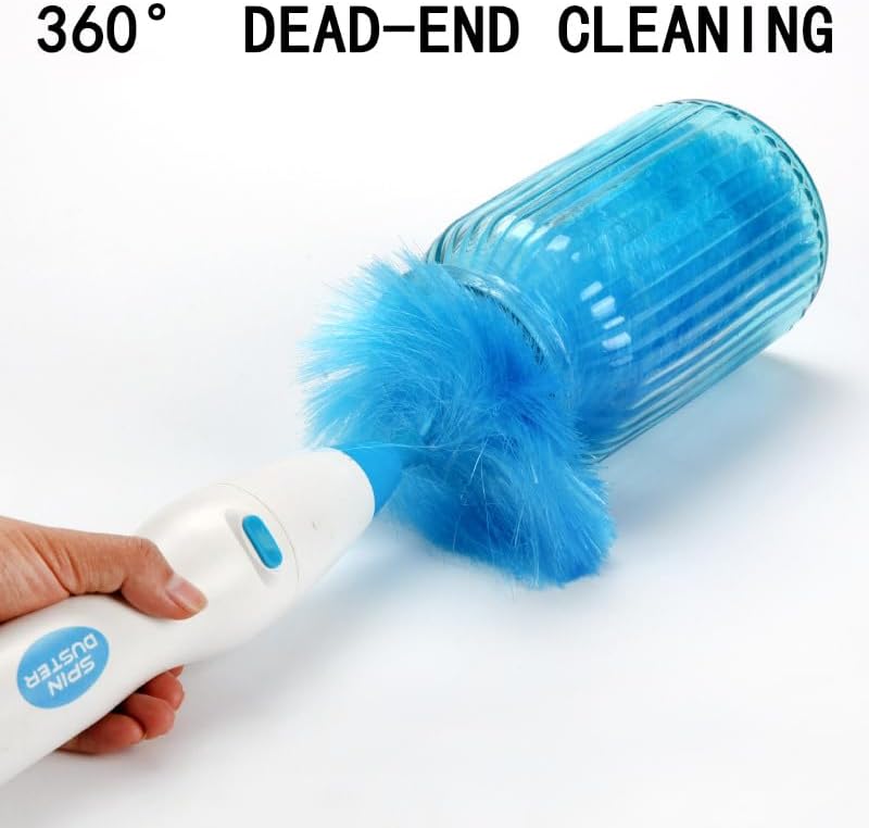 Hurricane 360 Electric Feather Spin Duster Feather Duster Adjustable Electric Dirt Dust Brush Removing Dust in One Spin Cleaning Accessories Home Office, Use Battery - Image 4