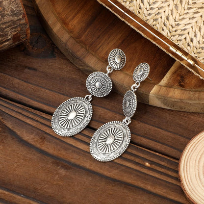 Western Country Earrings, Silver Elegant Jewelry for Women Vintage Concho Drop Dangle Earrings Trendy Cowgirl Country Concert Outfits Jewelry for Women - Image 3