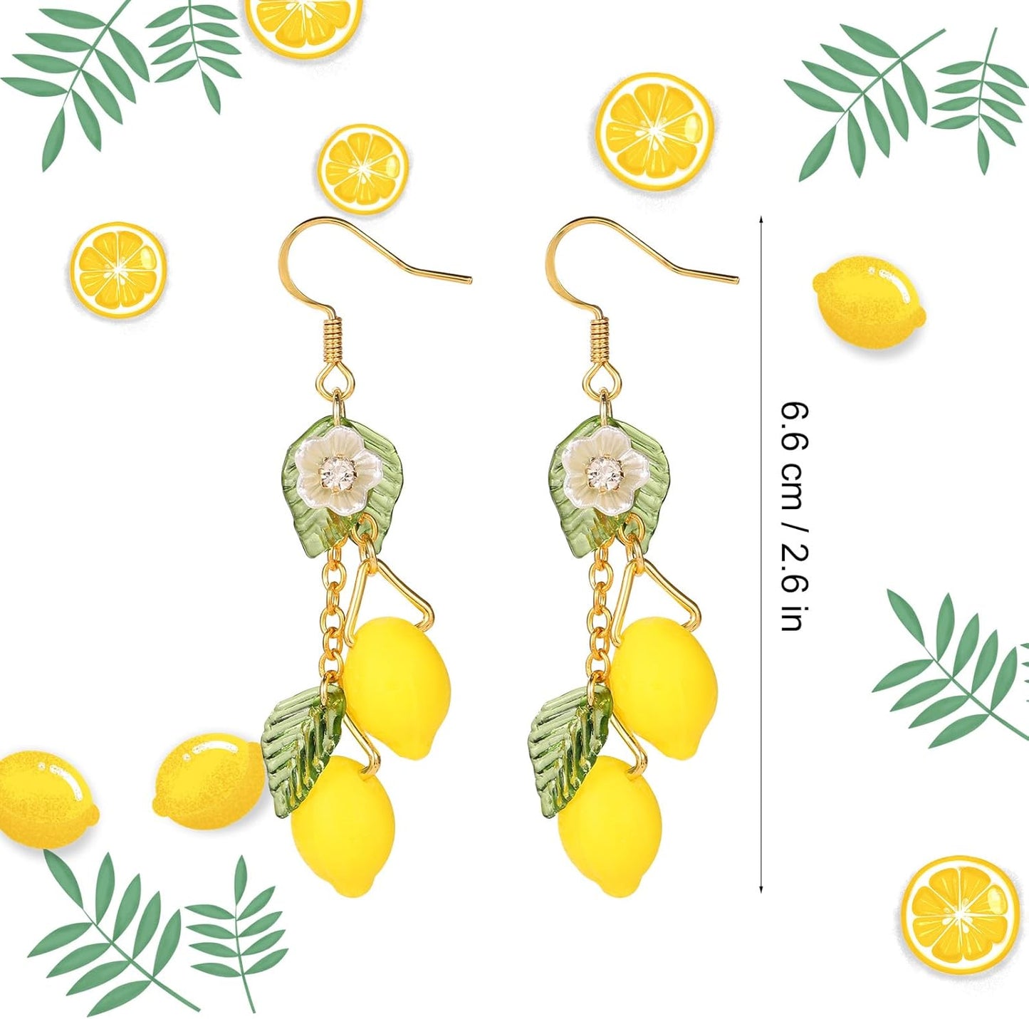 Lemon Earrings, Yellow Lemon Hook Earrings Resin Sweet Dangle Drop Lime Fruit Food Earring Dainty Cute Lemon Accessories Costume Dress Jewelry Gift for Women Lady - Image 2