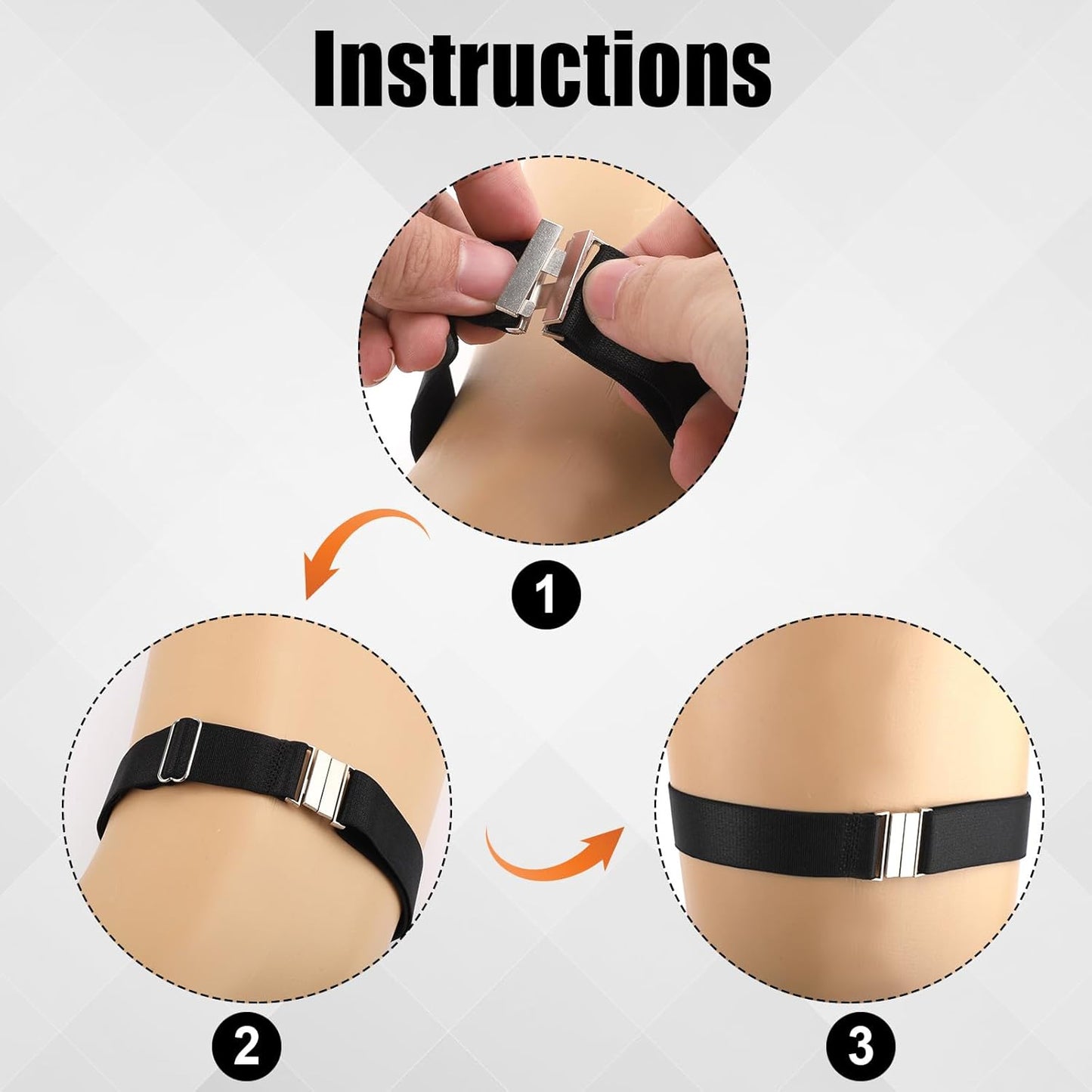 2pcs Thigh Garters for Women, Adjustable Thigh Garter Belts Plus Size High Elastic Fastening Leg Garters for Thigh Leg Harness Belts for Women Black - Image 3