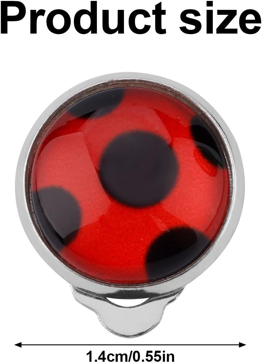 1 Pair Ladybug Earrings, Silver Clip Earrings Lady Bug Clip On Earrings Metal Red Bug Insect Stud Earrings Jewelry for Halloween Carnival - Image 2