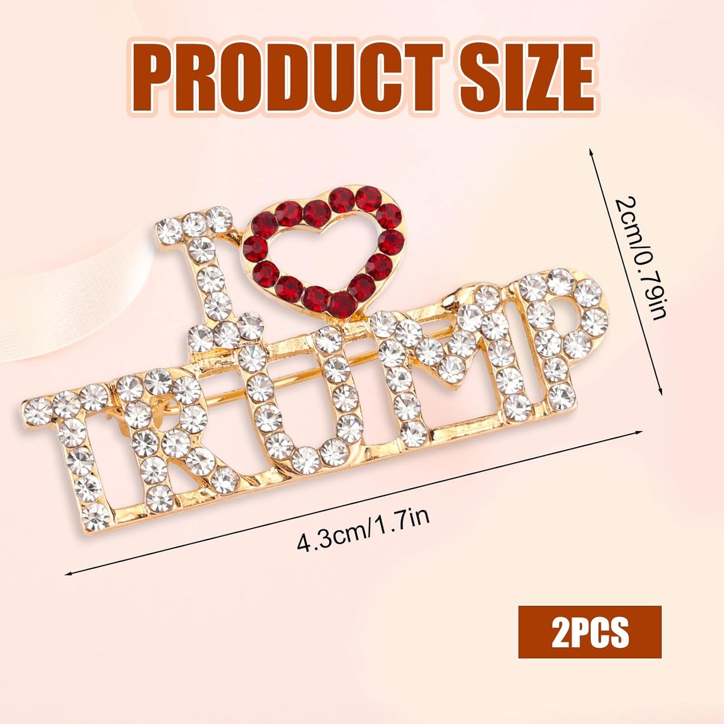 2pcs Crystal Trump Brooch - Official Trump 2024 Lapel Pin with Clear Container for Presidential Election Souvenir Gifts - Image 2