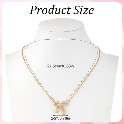Bow Necklace, Dainty Ribbon Bowknot Chain Necklace Cute Fashion Bowtie Pendant for Choker Gold Bow Jewelry Gift for Women Wedding Prom Daily Wear - Image 2