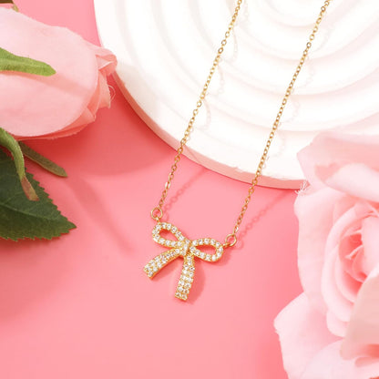 Bow Necklace, Dainty Ribbon Bowknot Chain Necklace Cute Fashion Bowtie Pendant for Choker Gold Bow Jewelry Gift for Women Wedding Prom Daily Wear - Image 3