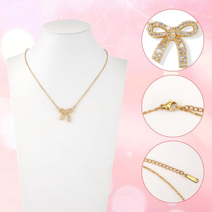 Bow Necklace, Dainty Ribbon Bowknot Chain Necklace Cute Fashion Bowtie Pendant for Choker Gold Bow Jewelry Gift for Women Wedding Prom Daily Wear - Image 4