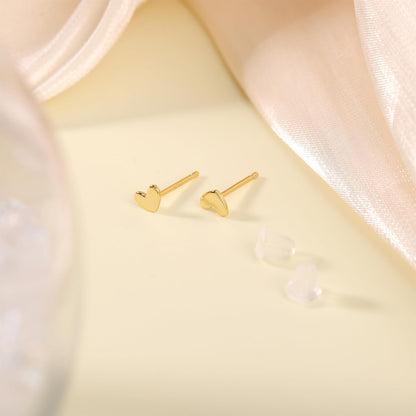 Mini Heart Earrings Studs, Small Dainty Heart S925 Silver Gold Earrings Skin-Friendly Tiny Cartilage Tragus Earrings for Women - Image 3