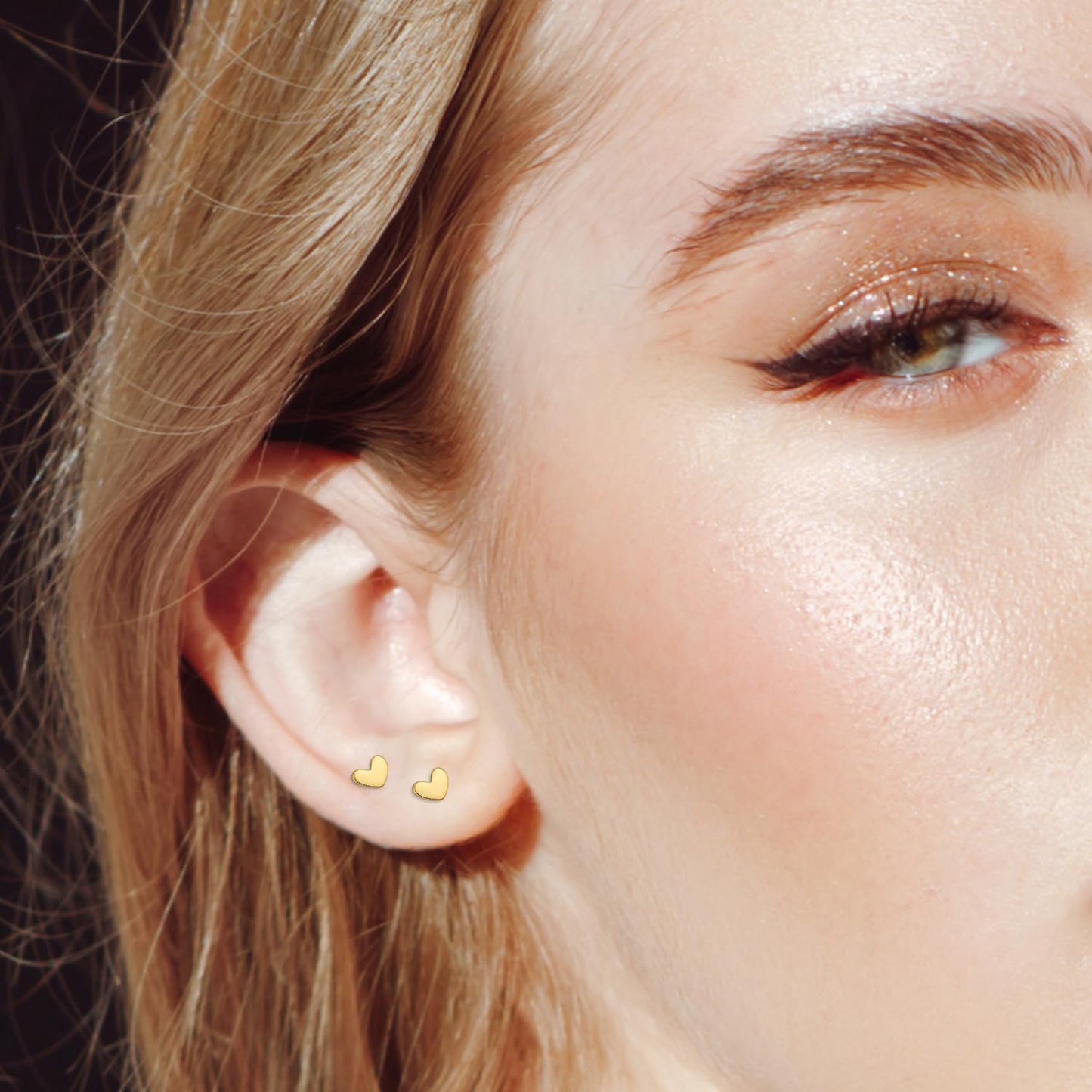 Mini Heart Earrings Studs, Small Dainty Heart S925 Silver Gold Earrings Skin-Friendly Tiny Cartilage Tragus Earrings for Women - Image 4