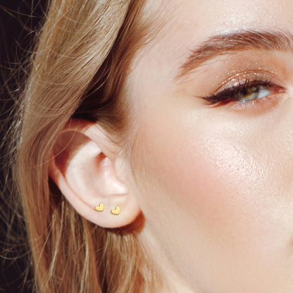Mini Heart Earrings Studs, Small Dainty Heart S925 Silver Gold Earrings Skin-Friendly Tiny Cartilage Tragus Earrings for Women - Image 4