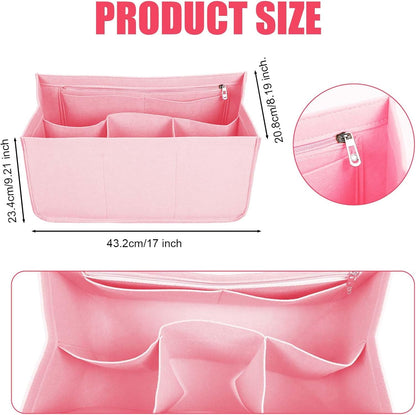 Rubber Beach Bag Organizer Compatible with Bogg Bag/Simply Southern Tote, Tote Organizer Insert Felt Bag Organizer Insert with 7 Pockets, Only for Bogg Bag XL Size (Pink) - Image 2