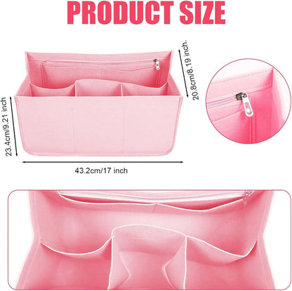Rubber Beach Bag Organizer Compatible with Bogg Bag/Simply Southern Tote, Tote Organizer Insert Felt Bag Organizer Insert with 7 Pockets, Only for Bogg Bag XL Size (Pink) - Image 2